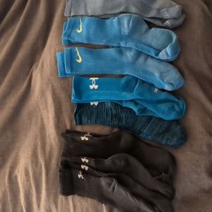 8 Pairs Nike/Under Armour Crew socks